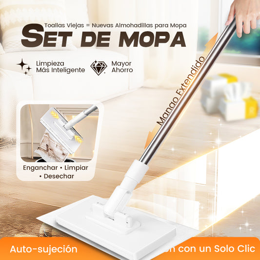 💥 ¡Último día! 70% de descuento 💥Fregona antipolvo desechable con 4 paños reutilizables.