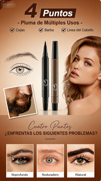✍️✨ Lápiz de Cejas y Barba de Cuatro Puntas Resistente al Agua – Precisión Natural y Definición Perfecta Todo el Día 💧🌟