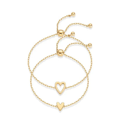 🎁Rebajas de Año Nuevo 50 % | Pulseras ajustables a juego chapadas en oro de 14 quilates para mujer: con dije en forma de corazón y estilos de amistad BFF.
