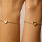 🎁Rebajas de Año Nuevo 50 % | Pulseras ajustables a juego chapadas en oro de 14 quilates para mujer: con dije en forma de corazón y estilos de amistad BFF.