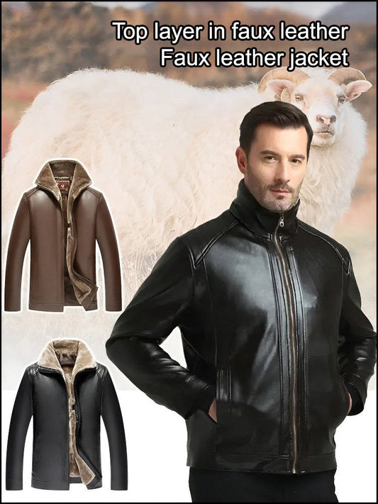 Chaqueta acolchada de piel sintética para hombre