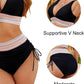 Conjunto de Bikini de Cintura Alta con Bloques de Color Y Control de Abdomen