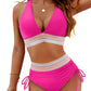 Conjunto de Bikini de Cintura Alta con Bloques de Color Y Control de Abdomen