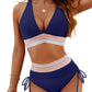 Conjunto de Bikini de Cintura Alta con Bloques de Color Y Control de Abdomen