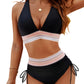 Conjunto de Bikini de Cintura Alta con Bloques de Color Y Control de Abdomen