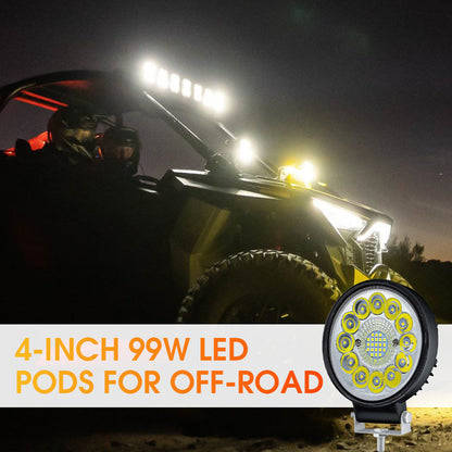 🚗 ¡COMPRA 3 LLEVA 1 ! 💡 LED Pod 99W 4 Pulgadas - Iluminación Extremadamente Brillante para Todoterreno, Impermeable IP67 y Resistente a Impactos 🏔️🔧