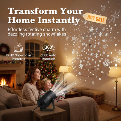 🎄❄️ Proyector LED de copos de nieve navideños de Papá Noel: magia luminosa festiva ✨