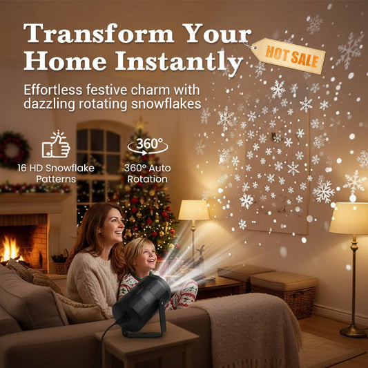 🎄❄️ Proyector LED de copos de nieve navideños de Papá Noel: magia luminosa festiva ✨