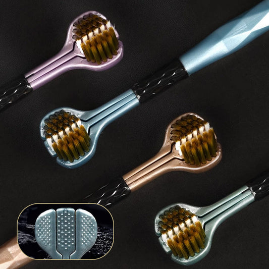 Cepillo de dientes de tres lados con cerdas suaves para una limpieza superior