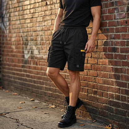 Pantalones cortos cargo informales para hombre con cintura ajustable con cordó