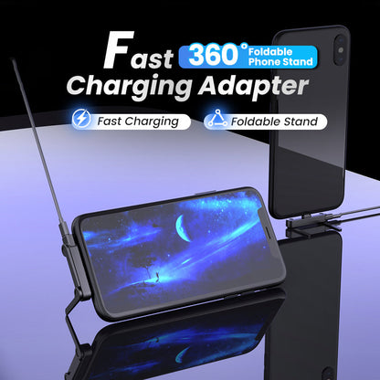 Adaptador de Carga Rápida con Soporte Plegable 360° para Celular