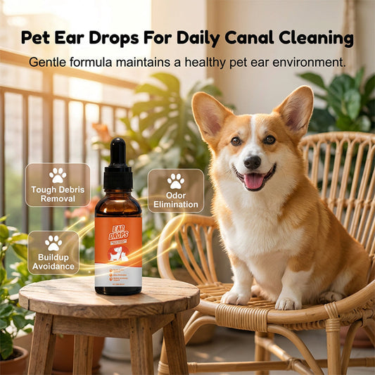 Gotas naturales para los oídos de perros y gatos para aliviar el picor y la acumulación de cera.