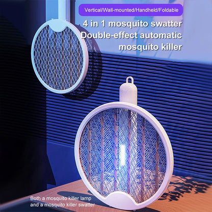 Matamoscas plegable 2 en 1 con luz LED, recargable por USB y para montar en la pared