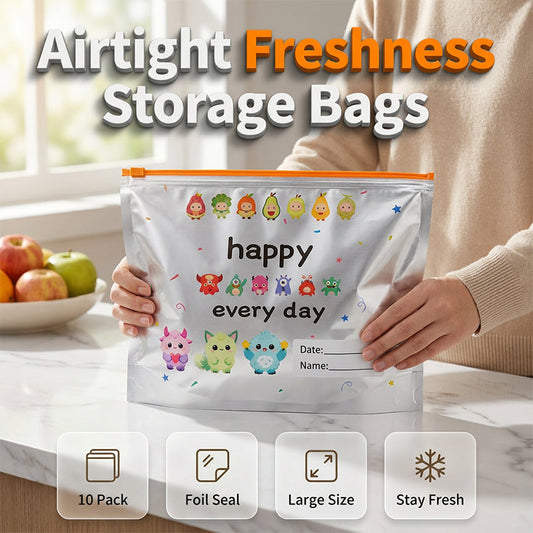 Bolsas de almacenamiento reutilizables de papel de aluminio con cierre hermético (10 piezas)